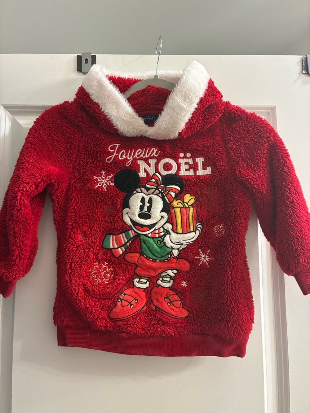 Disney Disneyland Paris Red Mickey Mouse 'Joyeux Noël' Plush Holiday Hoodie